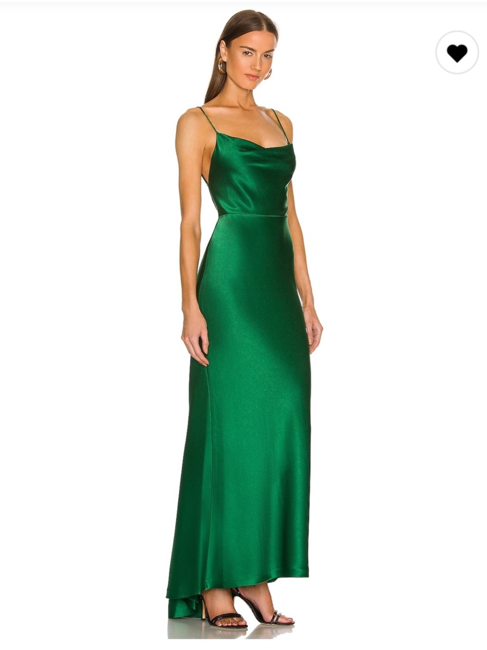 Alice + Olivia Satin Slip Maxi Dress in Emerald Green